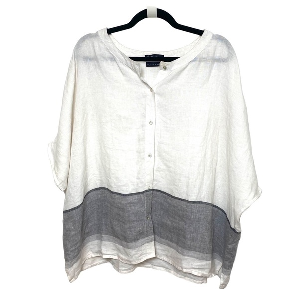 Tahari 100% Linen Blouse‎ - Picture 1 of 7